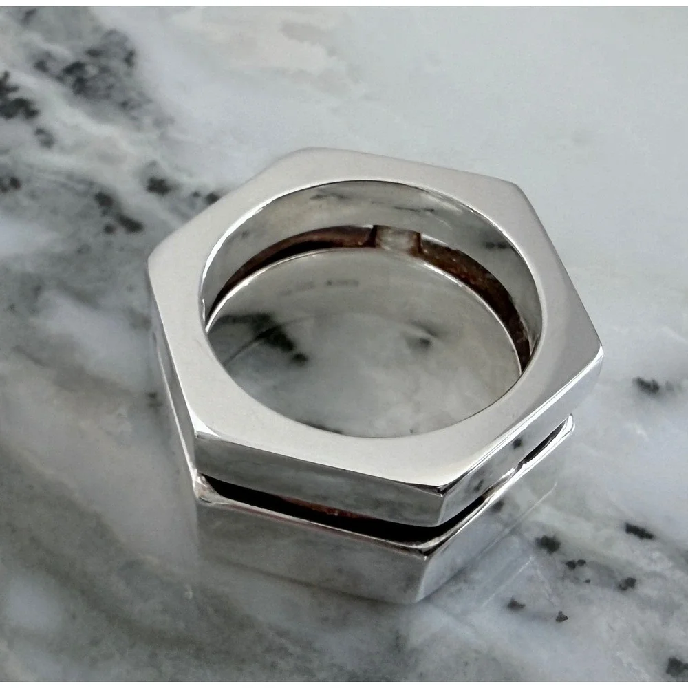 Gucci Trademark Sterling Silver Bolt Ring D 796390, Size 15 (US 7.25)